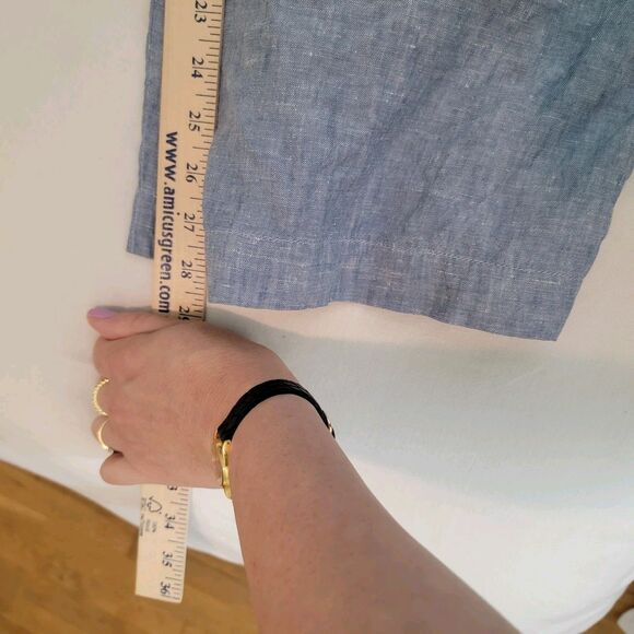 Athleta Cabo 100% Linen Blue Wide‎ Leg Pants Drawstring Pockets Plus Size 26 EUC - Picture 10 of 11